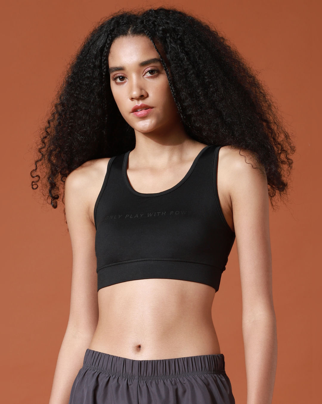 Buy Black Mesh Detail Sports Bra For Women Online