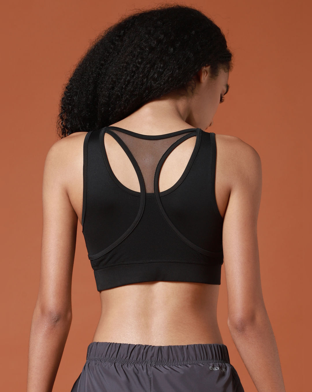 Buy Black Mesh Detail Sports Bra For Women Online