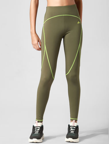 Green High Rise Co-ord Training Tights