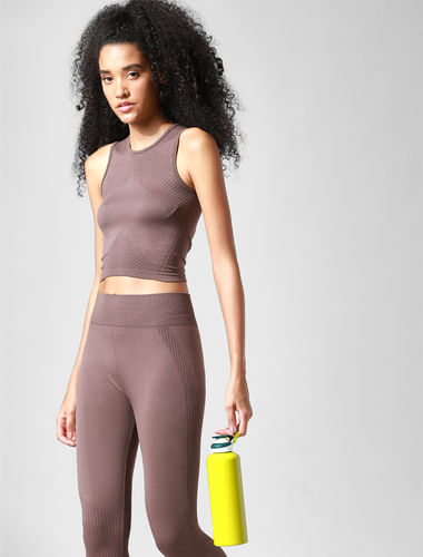 Brown Textured Co-ord Training Top