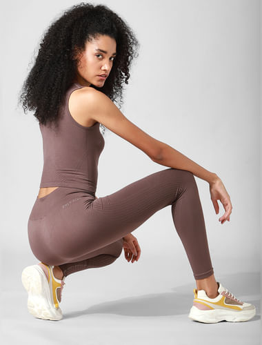 Brown High Rise Co-ord Training Tights