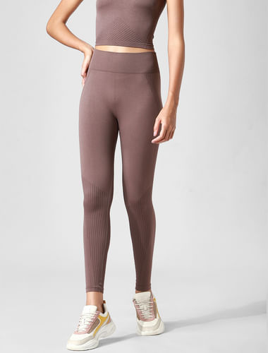 Brown High Rise Co-ord Training Tights