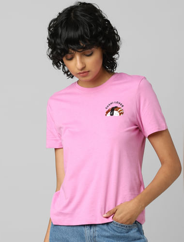 Pink Sushi Print T-shirt