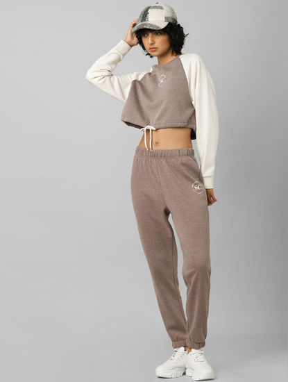 Brown Mid Rise Co-ord Sweatpants