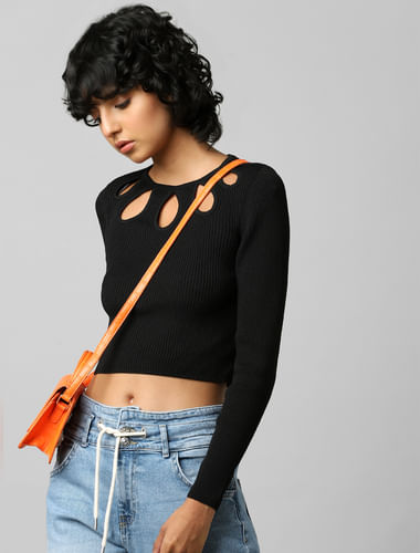 Black Cut-Out Detail Pullover