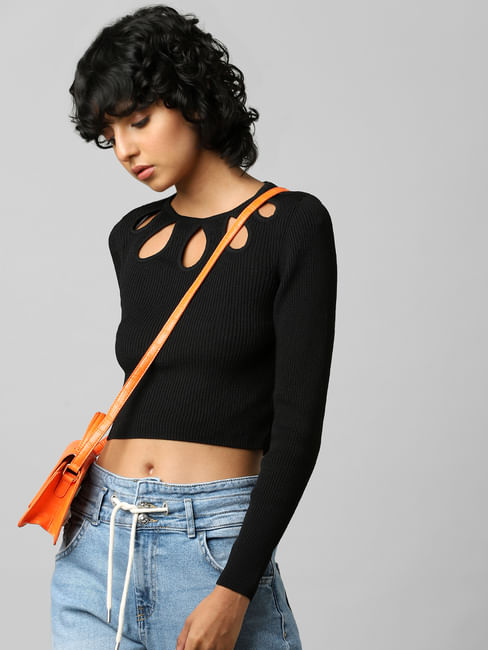 Black Cut-Out Detail Pullover