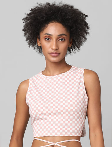Pink Check Crop Co-ord Top