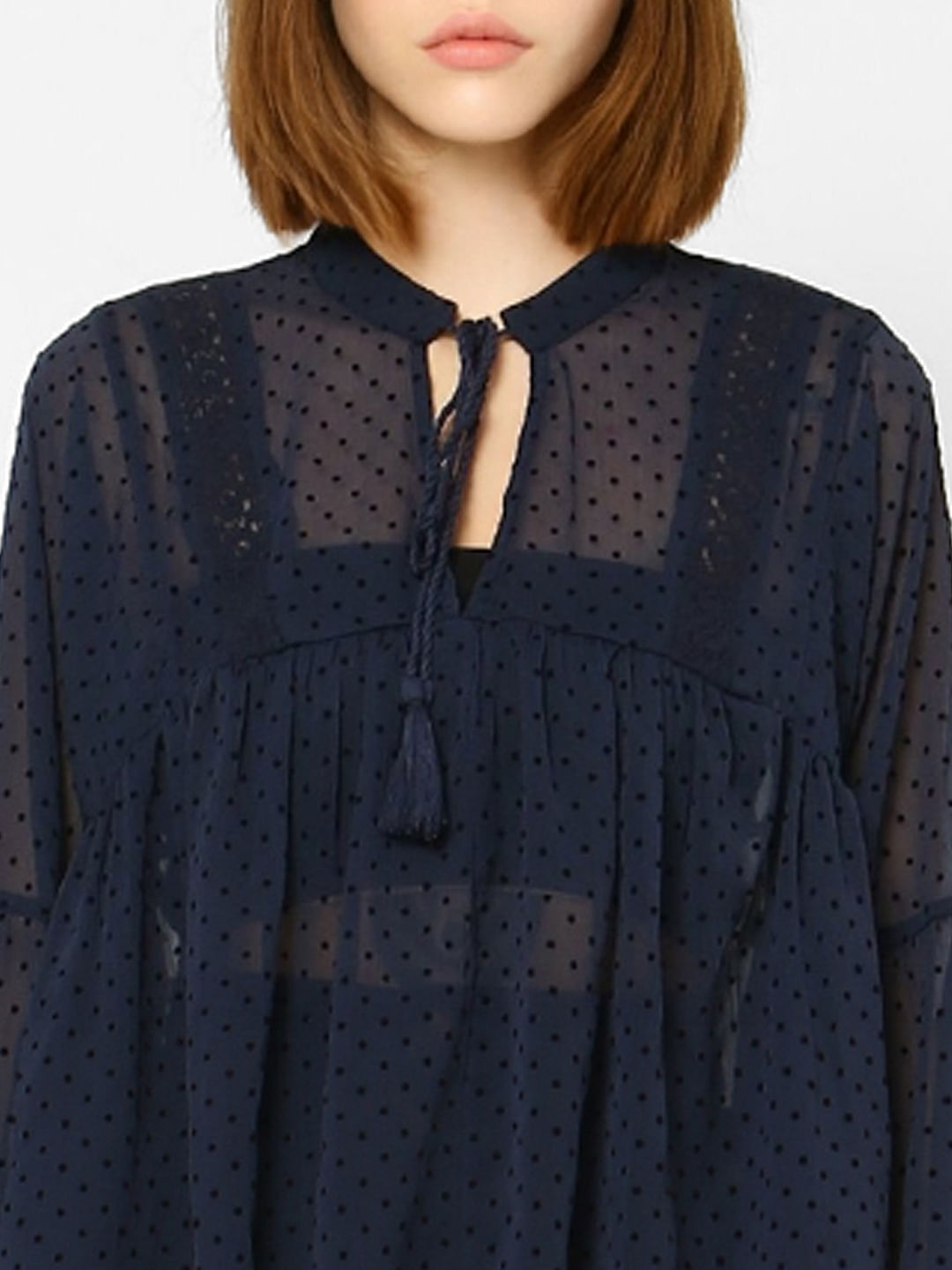 navy blue sheer top