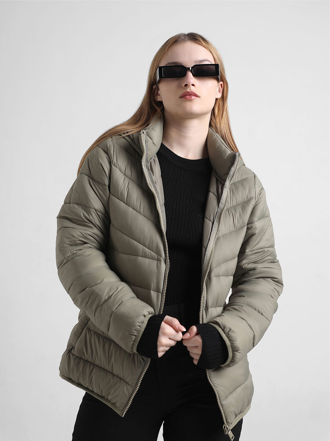 Fitted puffer coat womens best sale