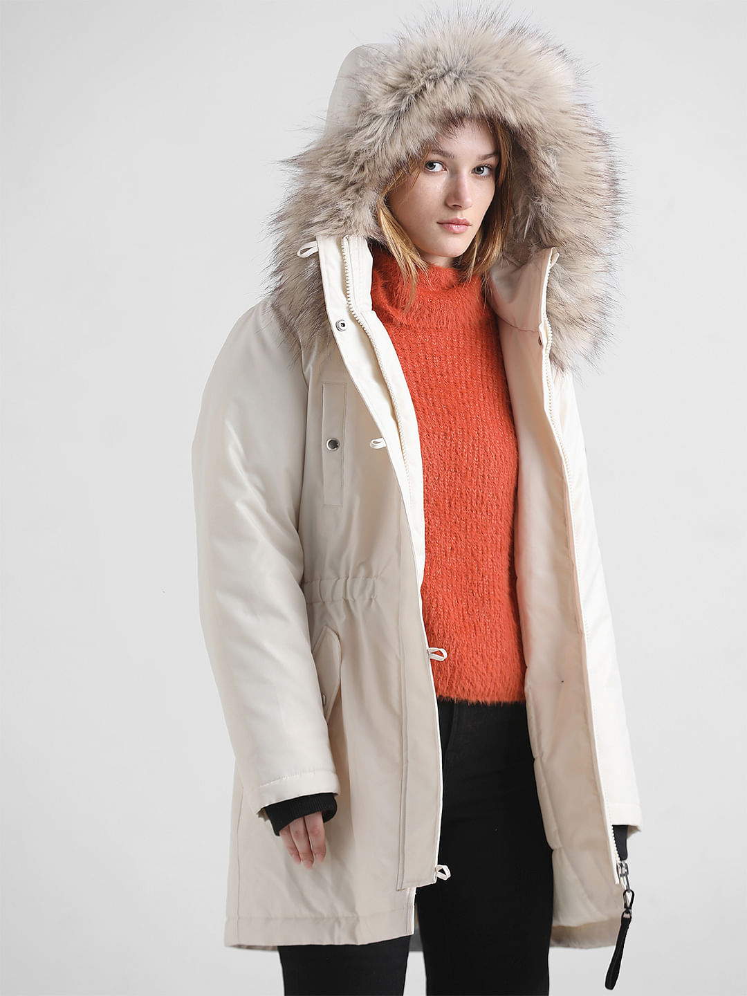 Fur hooded parka clearance coat