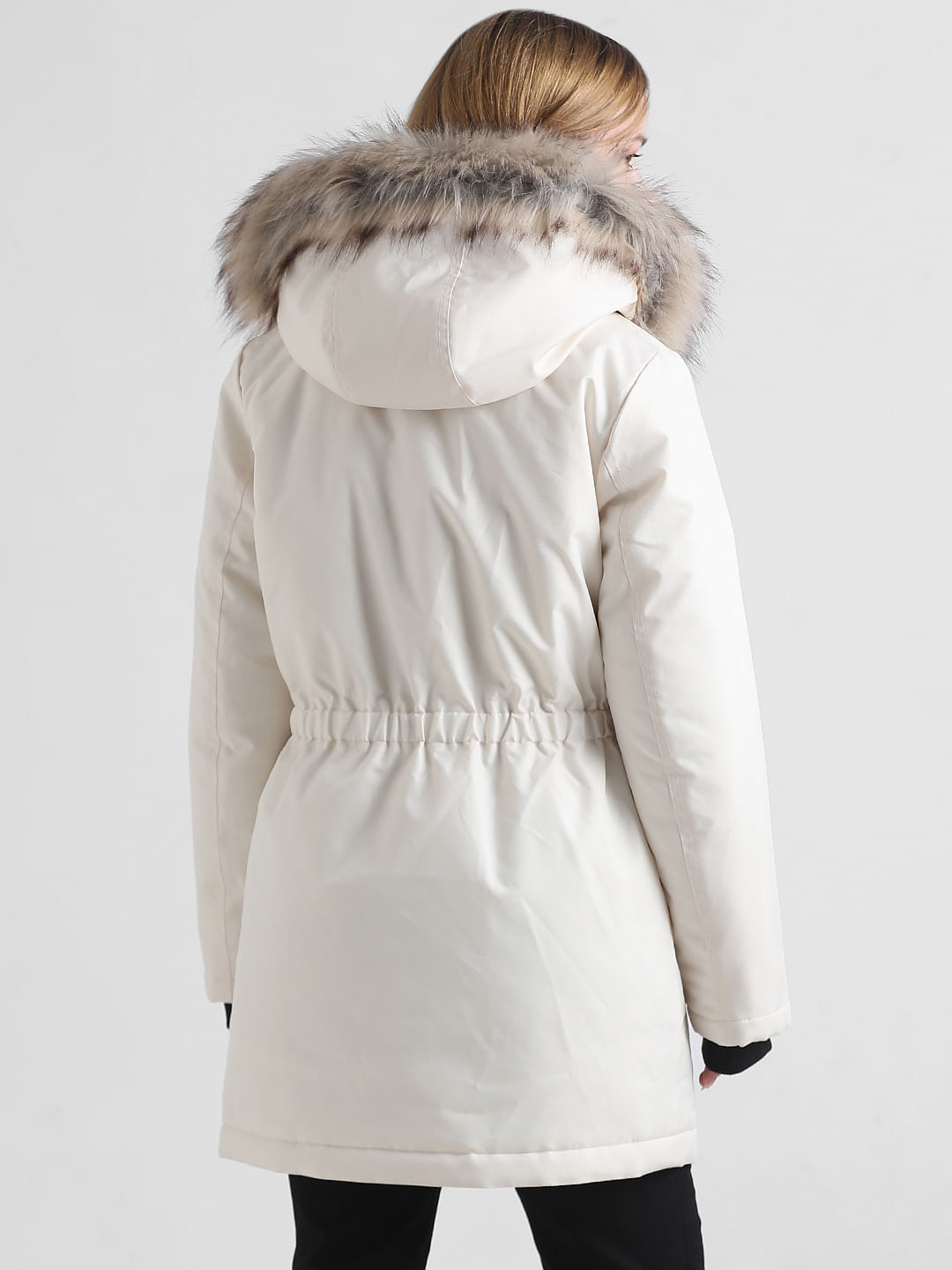 Cream Faux Fur Winter Parka