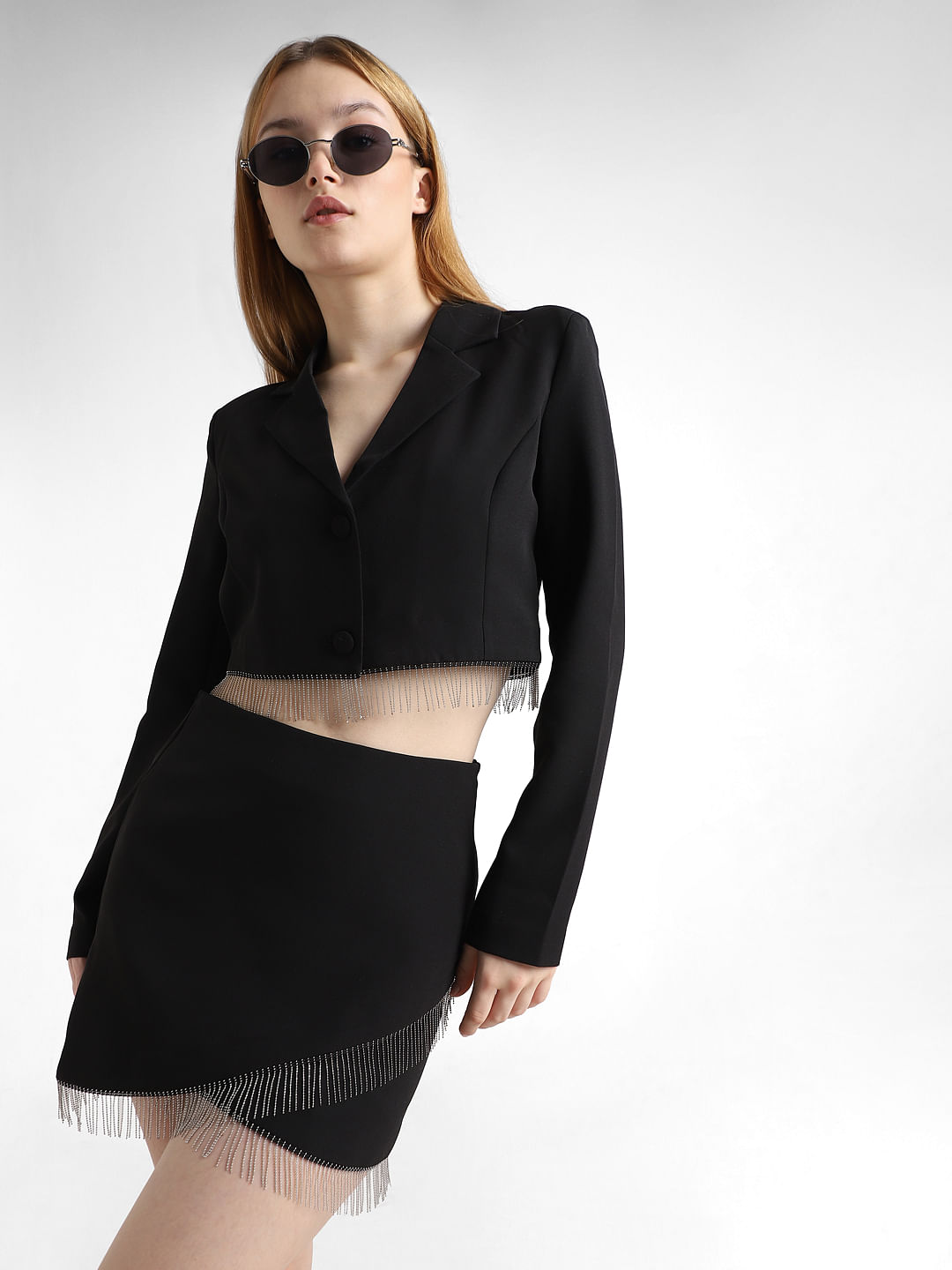 IZF Black Embellished Mini Skirt
