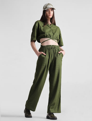 Green High Rise Pull-On Pants