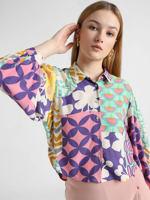 Multi-Coloured Abstract Print Shirt