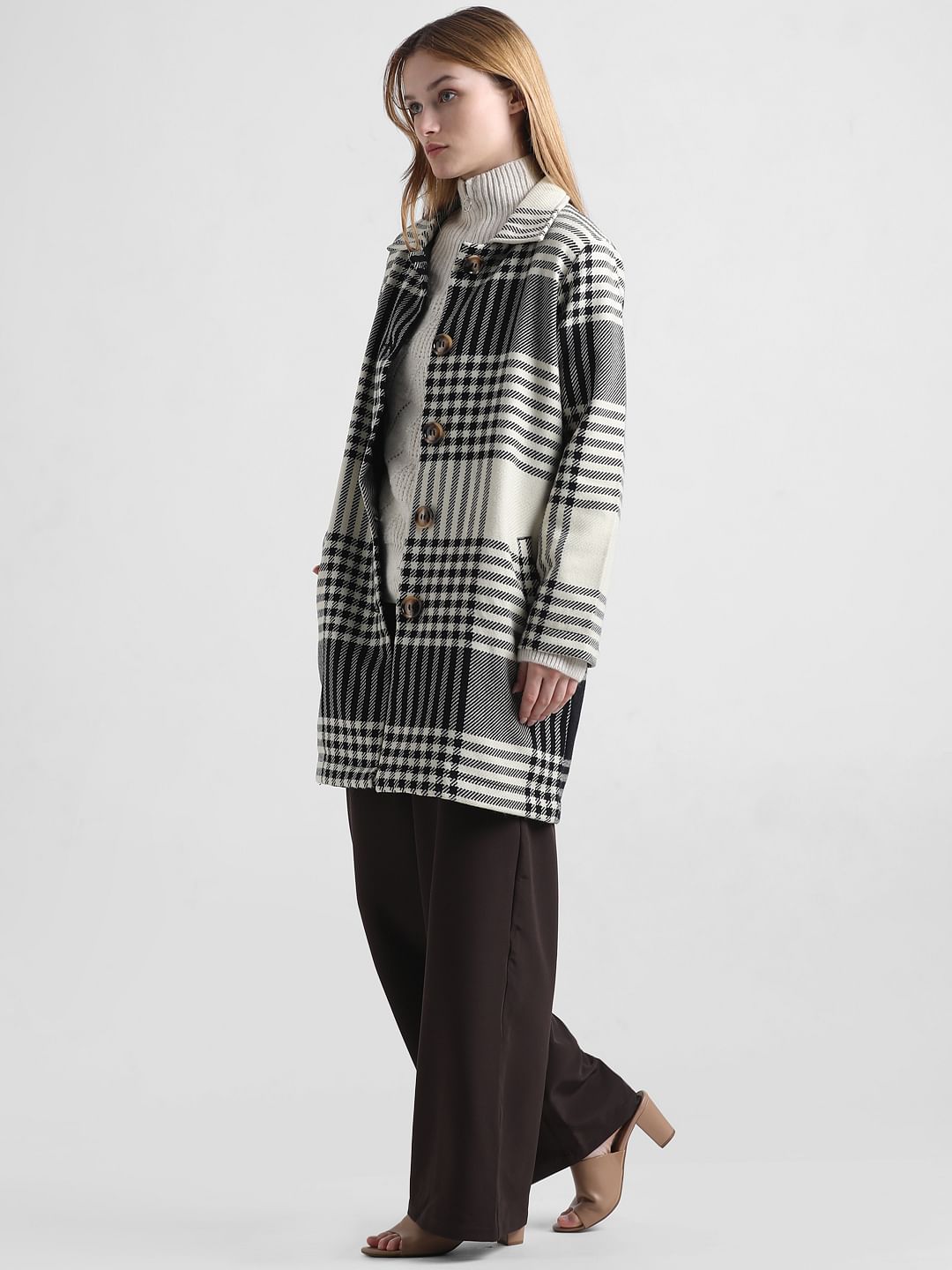 Monochrome check clearance coat