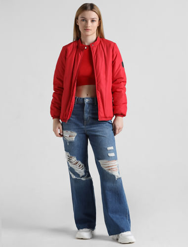 Red Classic Bomber Jacket