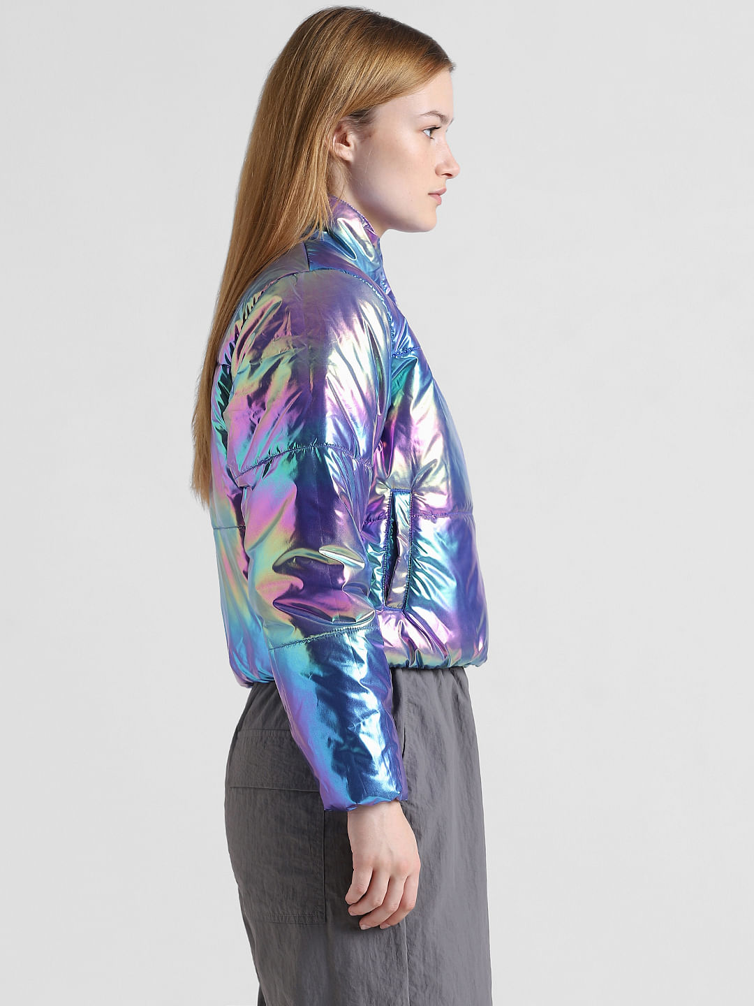 Bershka holographic cheap jacket