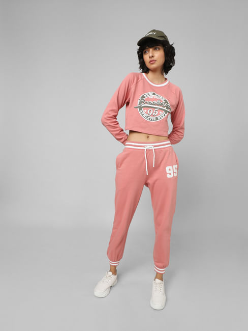 Pink Mid Rise Co-ord Joggers