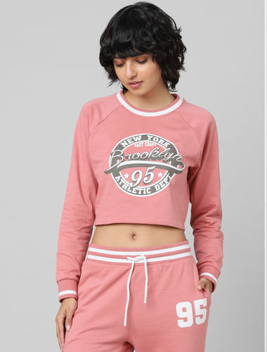 Pink Printed Co-ord Sweatshirt