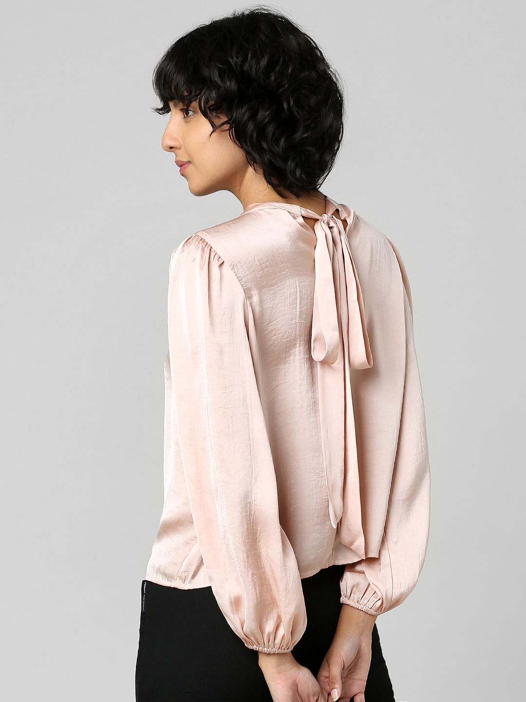 Light pink satin top online