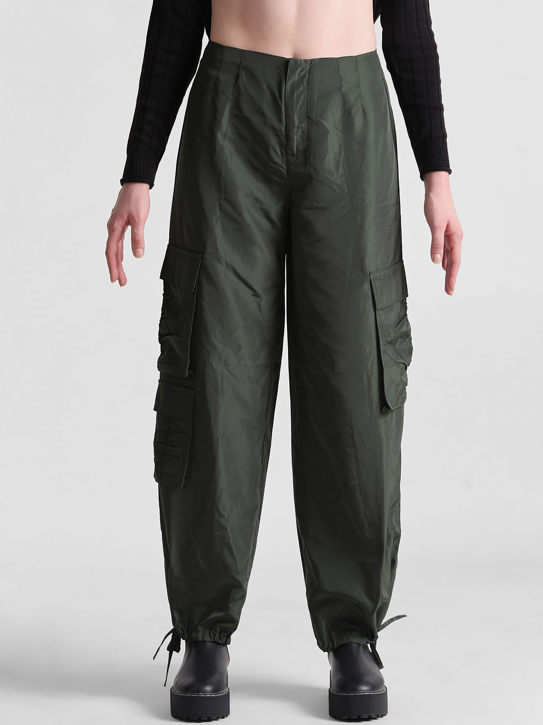 ZAYSH Men Regular Mid Rise Dark Green Cargo Pants (CAR)