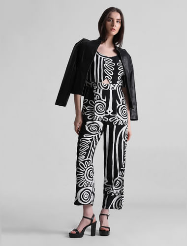 Black Abstract Print Jumpsuit