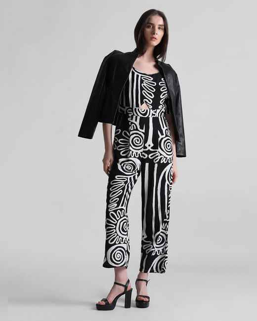 Black Abstract Print Jumpsuit