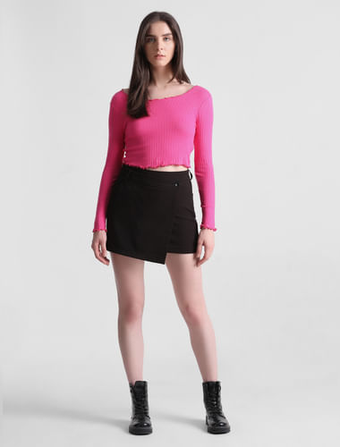 Fuchsia Ribbed Cropped Top
