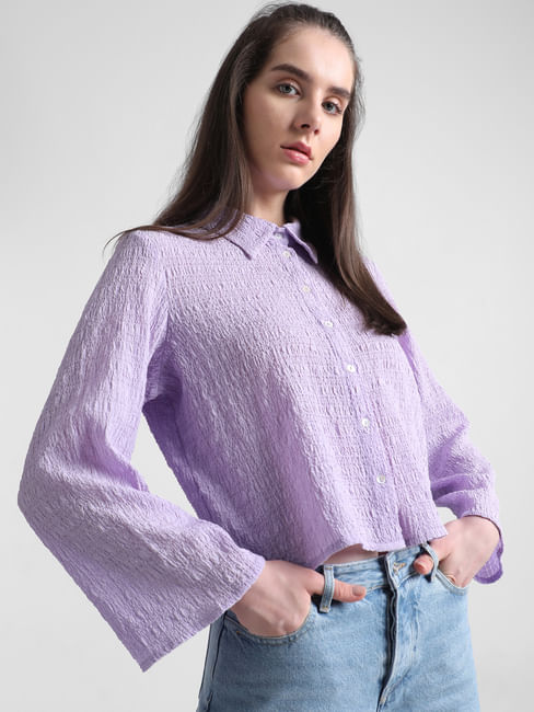 Lavender Crinkled Textured Shirt