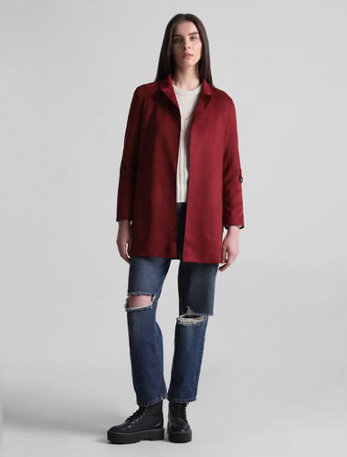 Red Faux Suede Coat