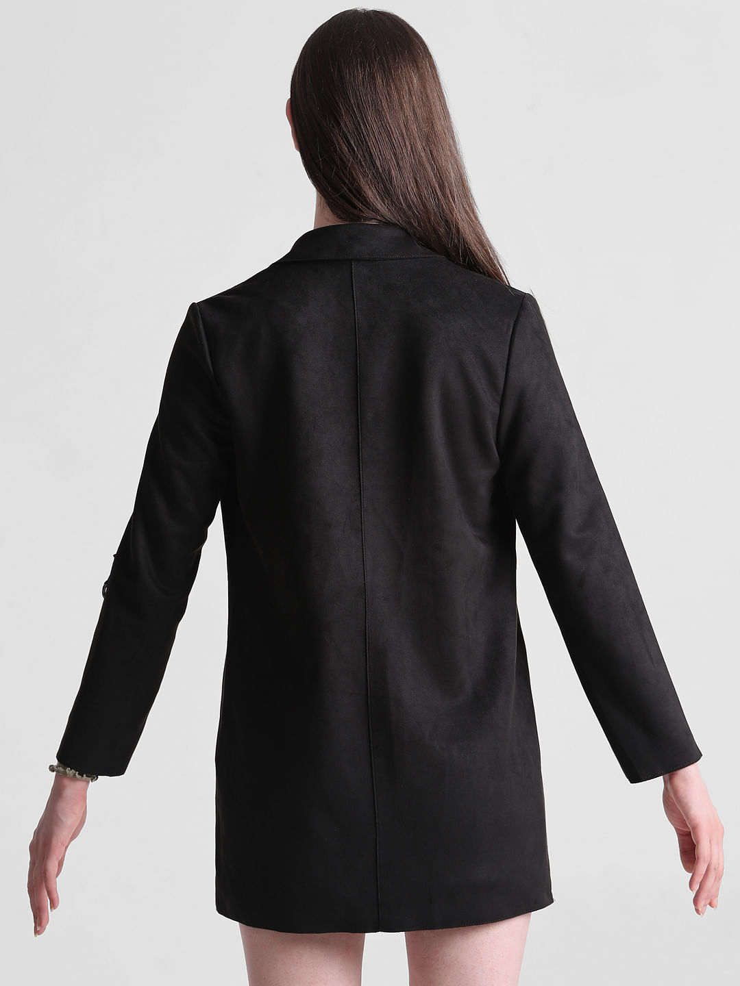 Black suede coat clearance womens