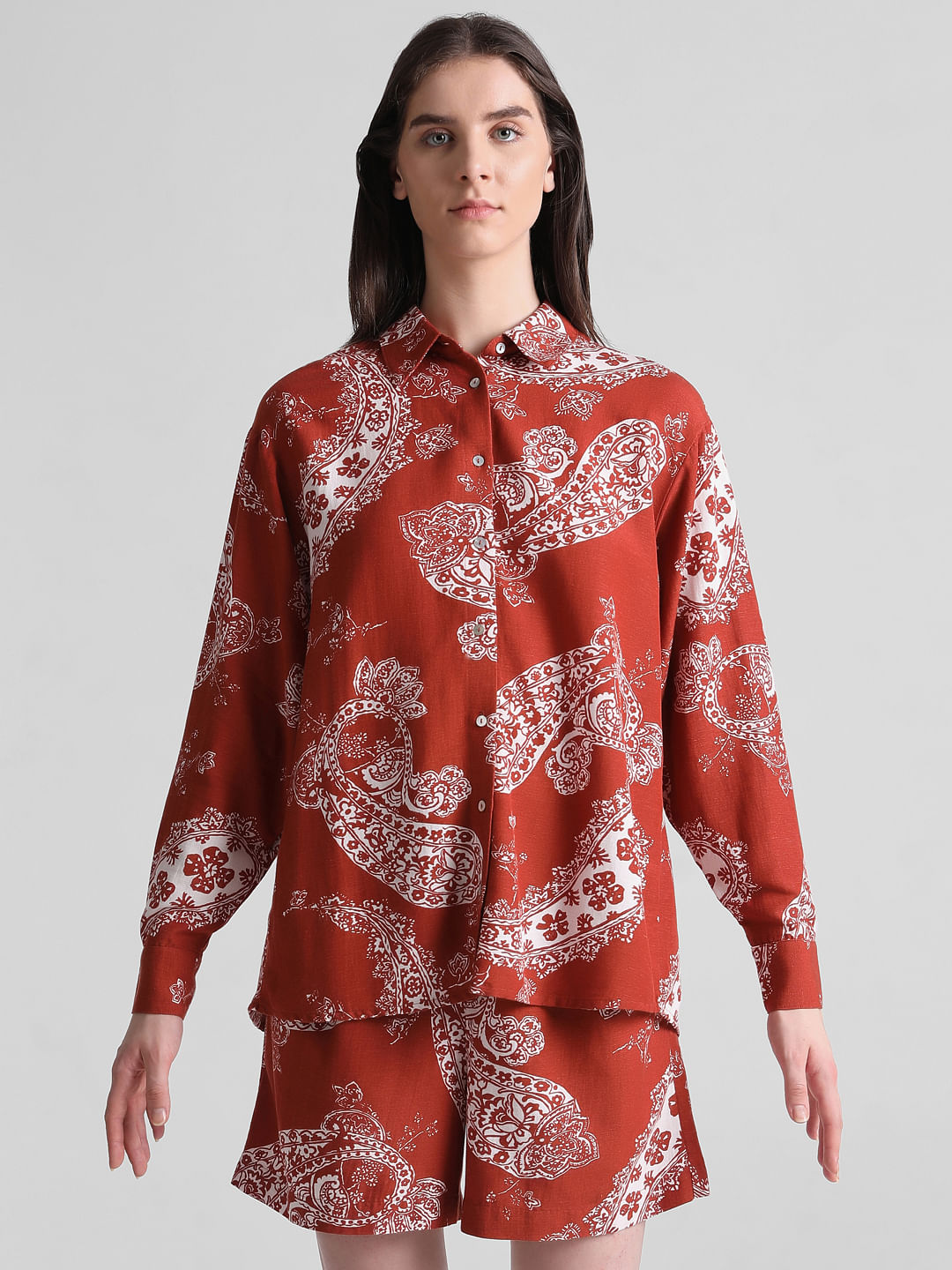 Paisley print oversized hotsell shirt dress