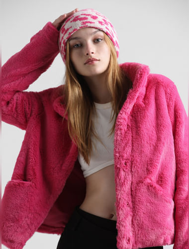 Pink Faux Fur Teddy Jacket