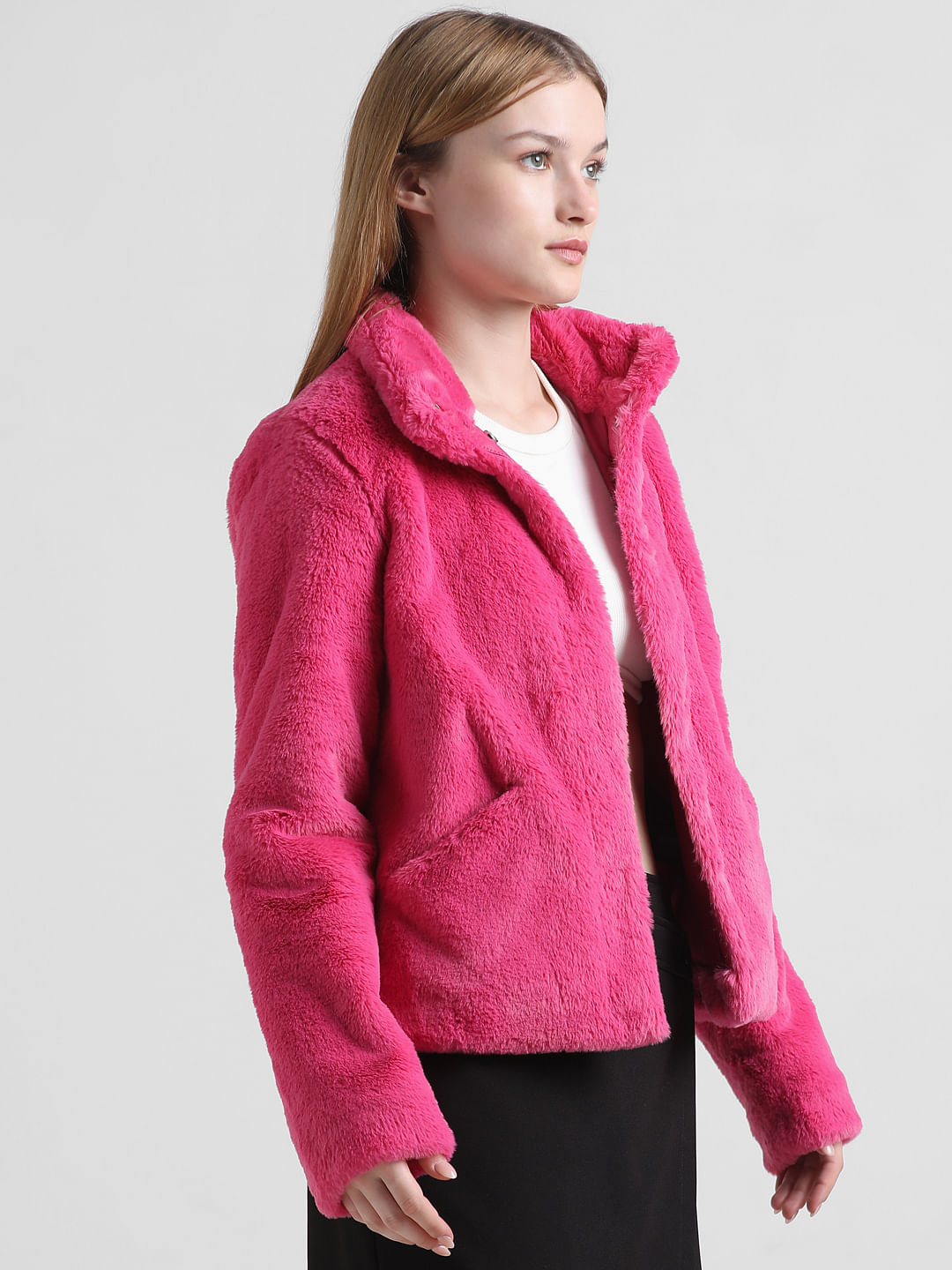 Teddy faux fur hot sale jacket with hood