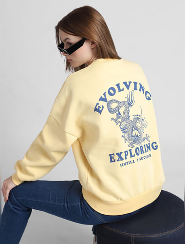 Yellow Printed Oversized Sweatshirt