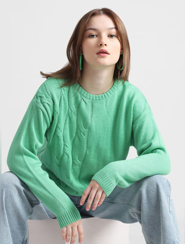 Green Cable Knit Pullover