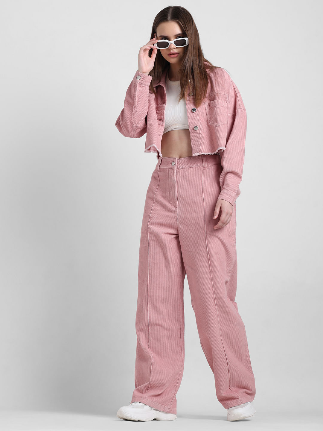 Pink High Rise Corduroy Pants