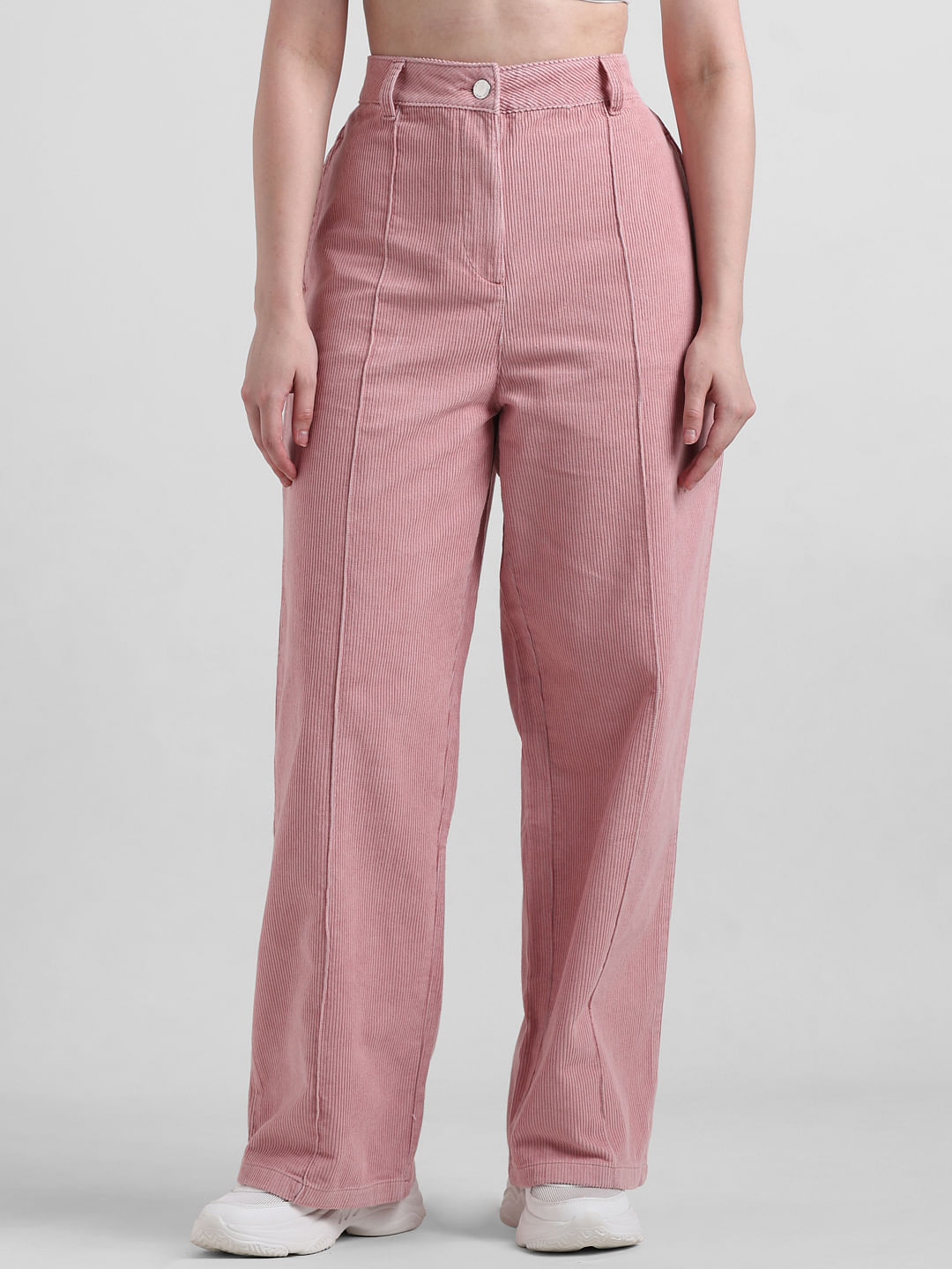Pink High Rise Corduroy Pants|291287902-Peony