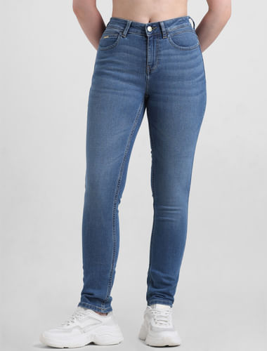 Blue Mid Rise Slim Fit Jeans