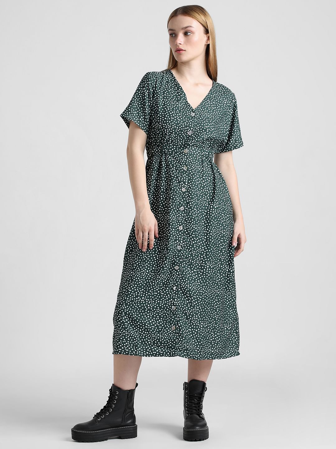 Green and hotsell black midi dress