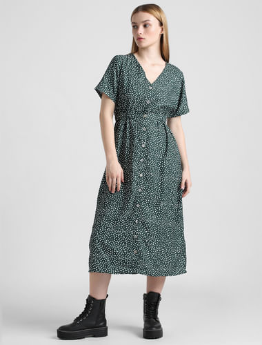 Green Polka Dot Midi Dress