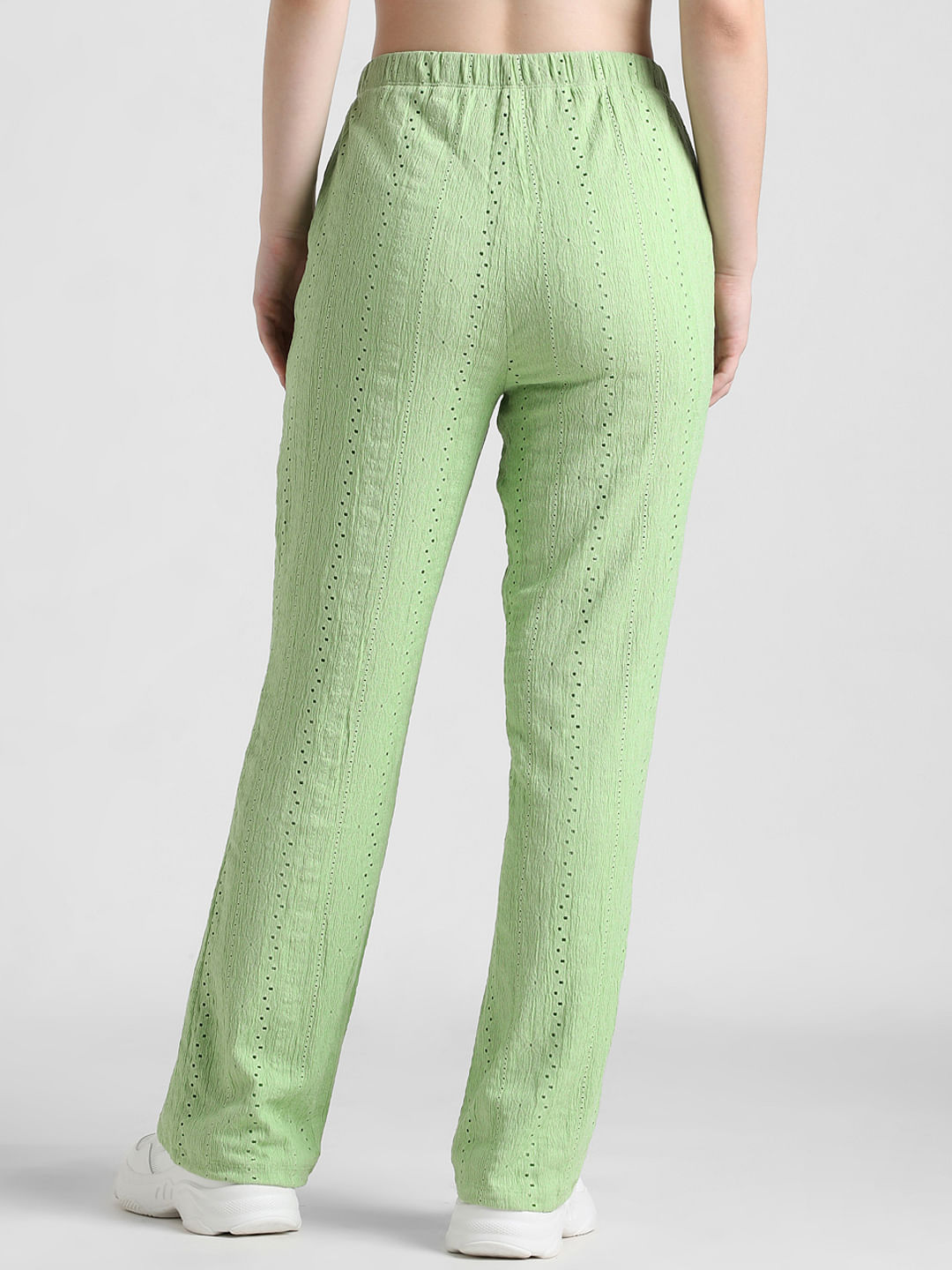 Women Regular Mid Rise Light Green Trousers