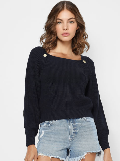 Blue Cropped Pullover