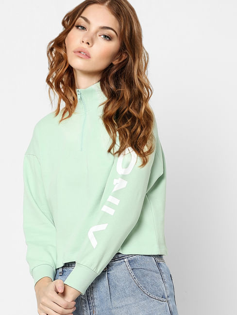 Mint Green High Neck Sweatshirt