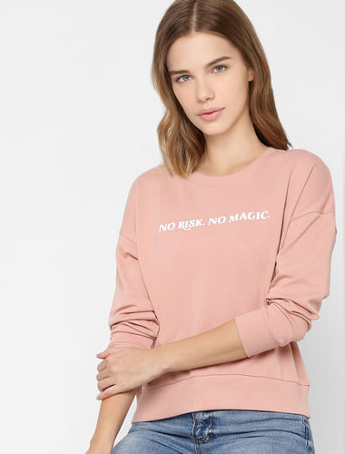 Pink Slogan Print Sweatshirt