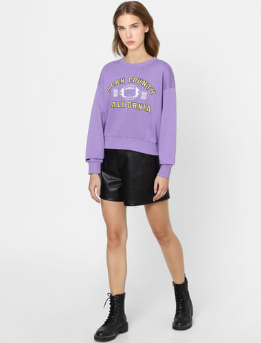 Purple Graphic Print Sweatshirt