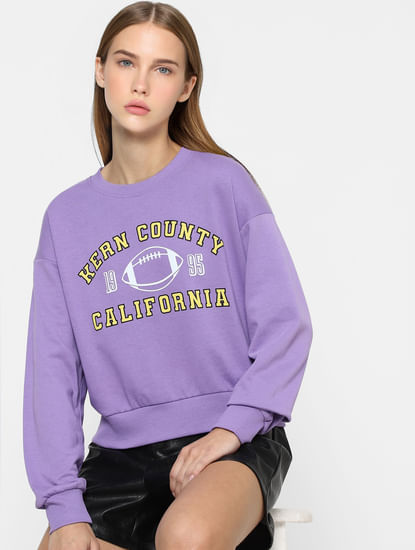 Purple Graphic Print Sweatshirt