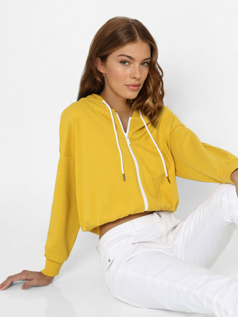 Yellow Zip Up Hooded Sweatshirt