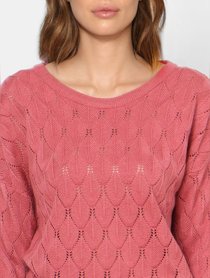 Pink Cut Work Knit Pullover