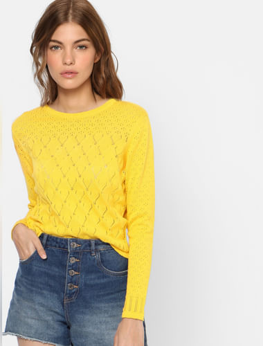Yellow Cut Work Pullover 
